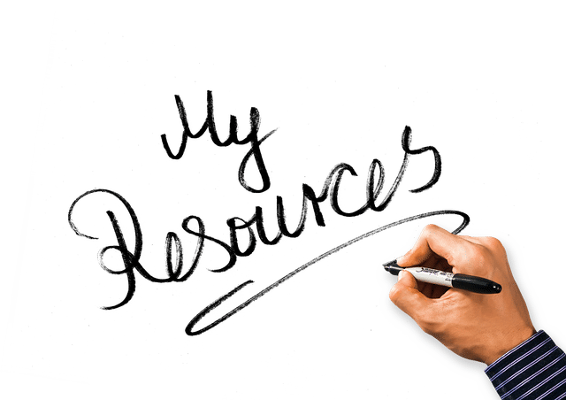 A hand writing the words My Resources on a whiteboard